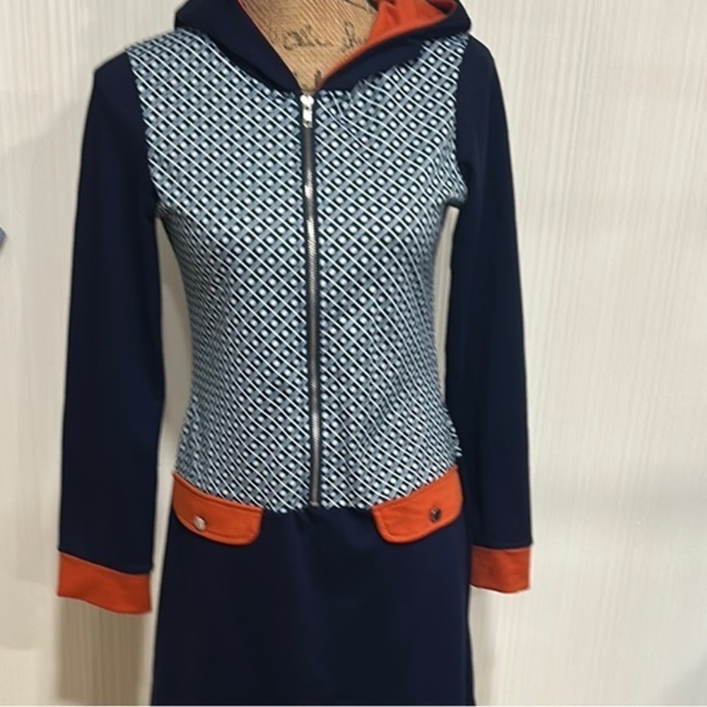 MISSLOOK Navy and Orange Long Sleeve Dress
